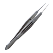 Castroviejo Suturing Forceps, 1 x 2 (0.12mm) Teeth, 5.5mm Tying Platform, Wide Serrated Handle, Polished Finish, Straight Shafts, Overall Length 4-3/8" (110mm) 